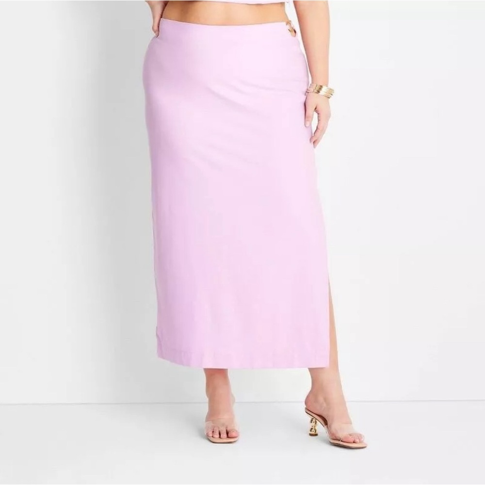 Future Collective Jenee Naylor Lilac Maxi Skirt with Slit (Sz 16)